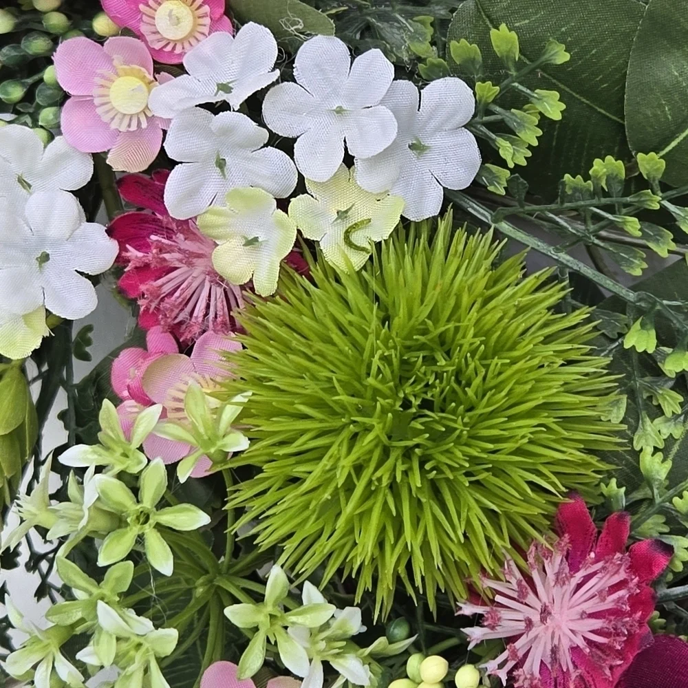 Handmade Elegant Pink and Green Floral Wreath